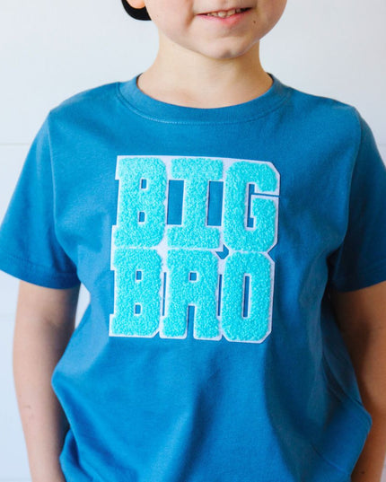 Big Bro Patch Short Sleeve T-Shirt - Blue - Giggles & Glitter