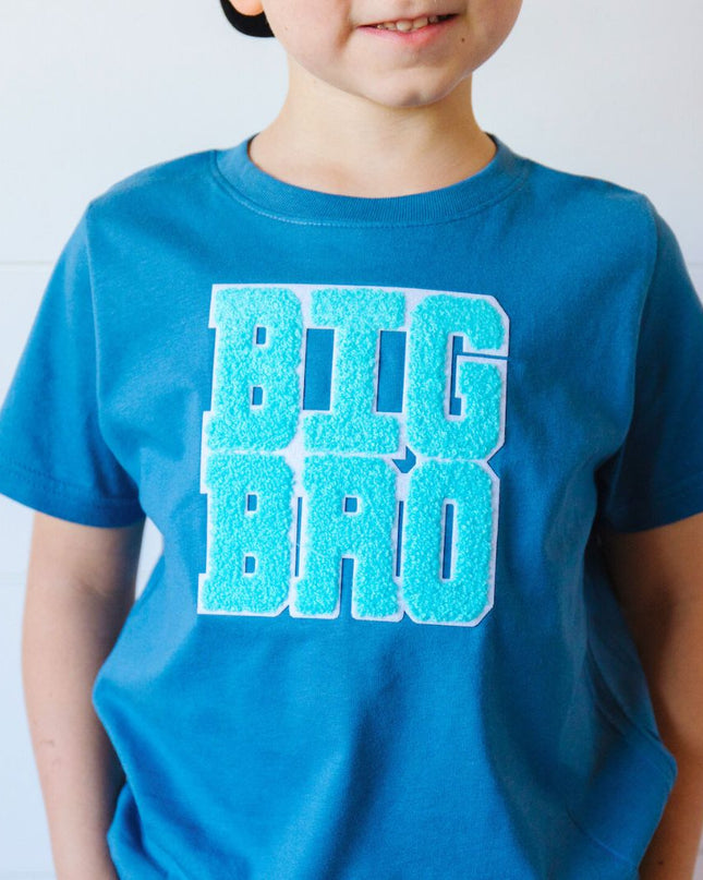 Big Bro Patch Short Sleeve T-Shirt - Blue - Giggles & Glitter
