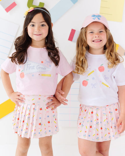 Girls wearing fun back to school outfits