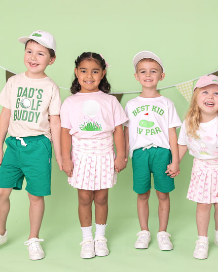 kids wearing golf themed outfits