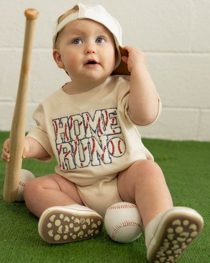 Home Run Patch Short Sleeve Romper - Giggles & Glitter