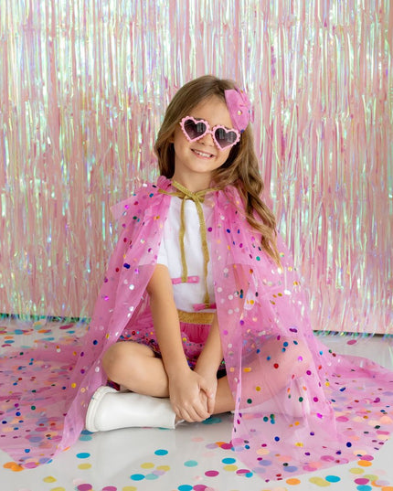 Pink Raspberry Confetti Cape - Giggles & Glitter