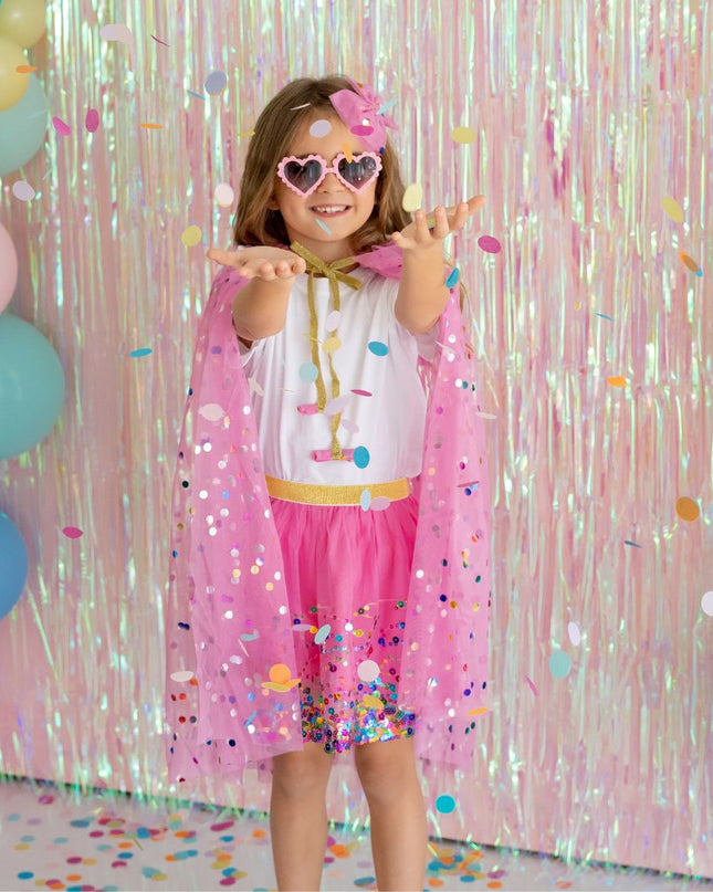Pink Raspberry Confetti Cape - Giggles & Glitter