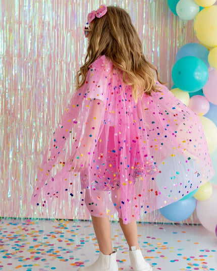 Pink Raspberry Confetti Cape - Giggles & Glitter