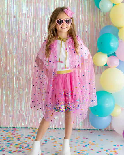 Pink Raspberry Confetti Cape - Giggles & Glitter