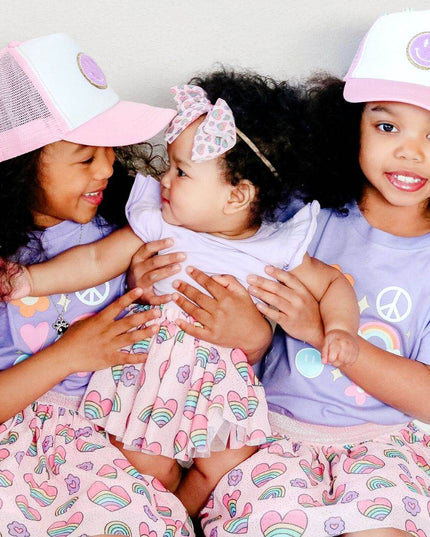 Sweet Wink Smiley Patch Trucker Hat - Pink/White - Giggles & Glitter
