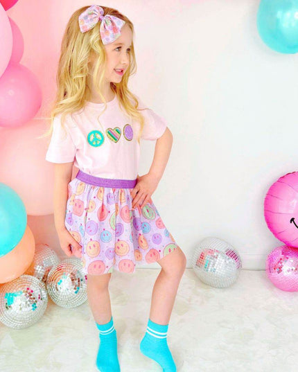 Sweet Wink Peace, Love, Smile Patch Short Sleeve T-Shirt - Giggles & Glitter