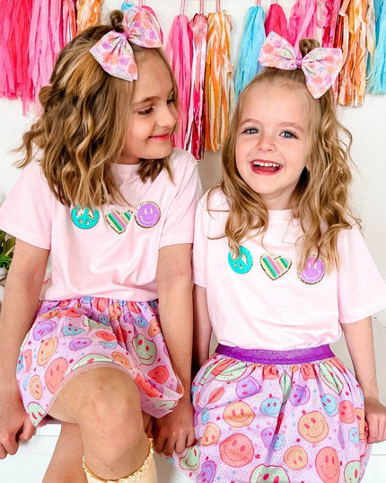 Sweet Wink Peace, Love, Smile Patch Short Sleeve T-Shirt - Giggles & Glitter
