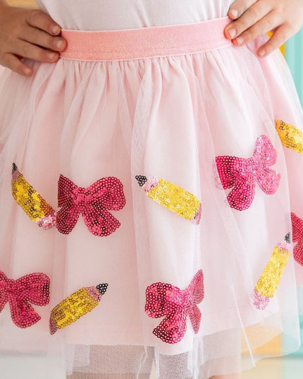 Pink tutu with sequin pencils and bows