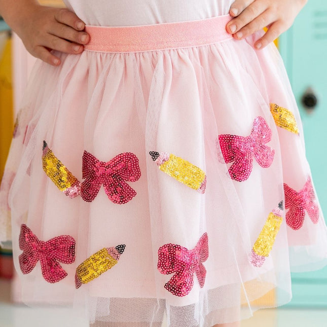 Pink tutu with sequin pencils and bows