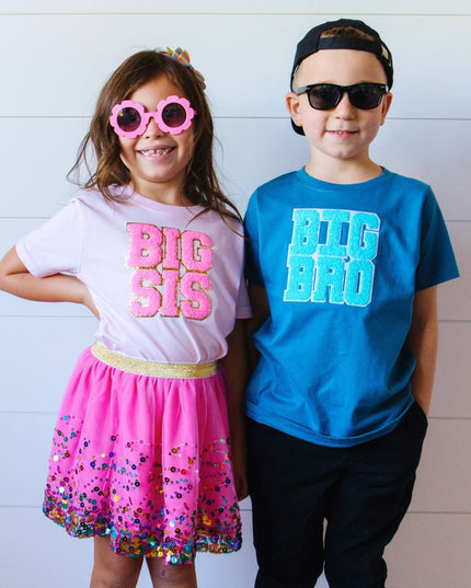 Big Sis Patch Short Sleeve T-Shirt - Pink - Giggles & Glitter