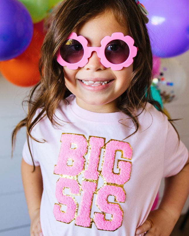 Big Sis Patch Short Sleeve T-Shirt - Pink - Giggles & Glitter