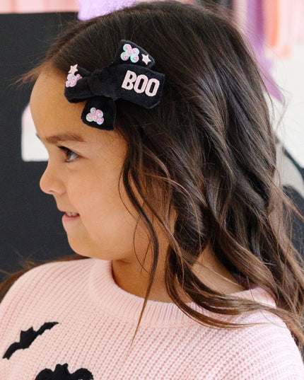 Black Velvet "Boo" Bow Clip