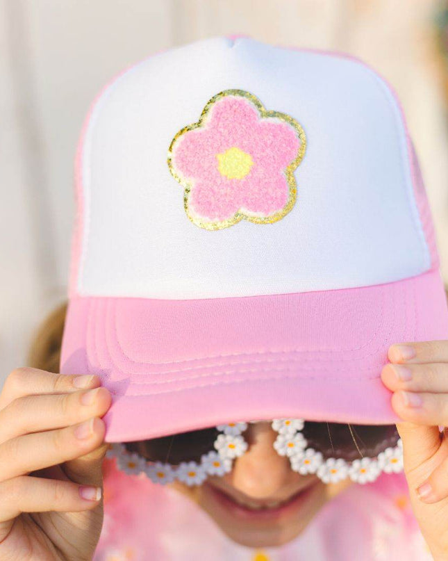Sweet Wink Daisy Patch Trucker Hat - Pink/White - Giggles & Glitter