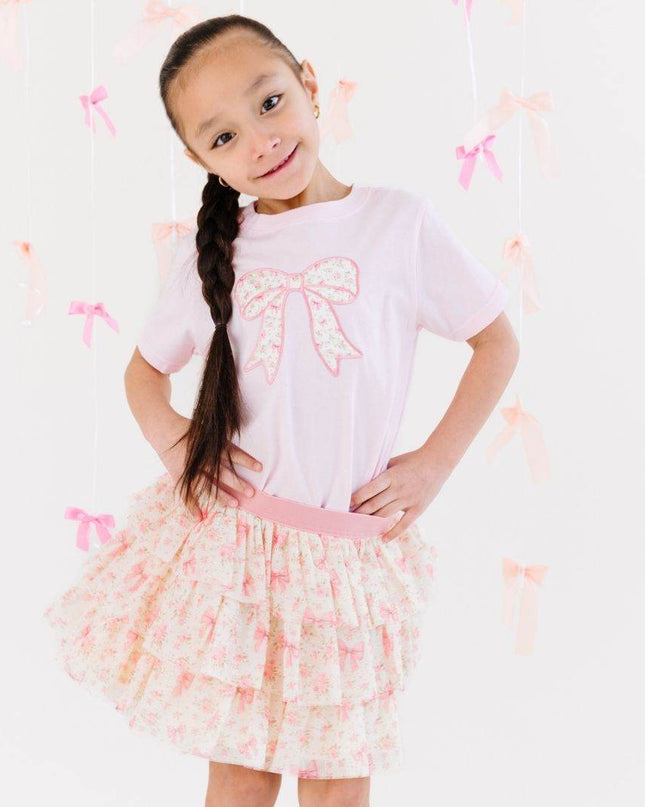 Sweet Wink Ditsy Floral Bow Patch Short Sleeve T-Shirt - Giggles & Glitter