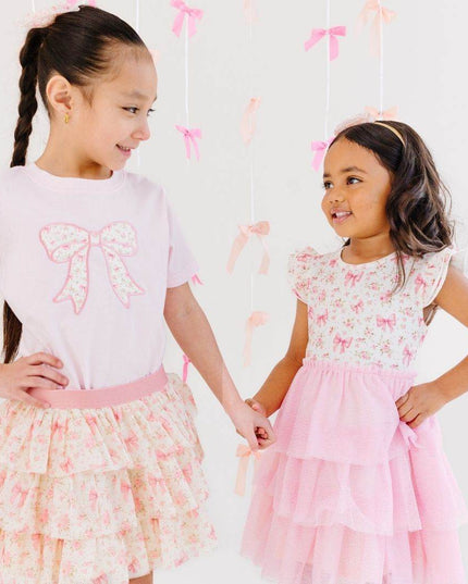 Sweet Wink Ditsy Floral Bow Patch Short Sleeve T-Shirt - Giggles & Glitter