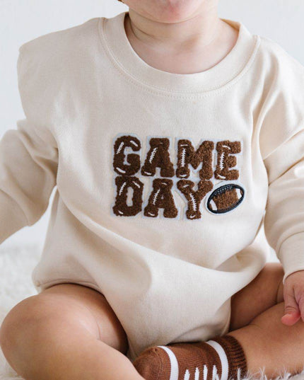 Sweet Wink Game Day Patch Long Sleeve Romper - Giggles & Glitter