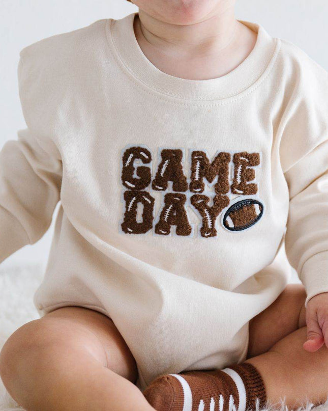 Sweet Wink Game Day Patch Long Sleeve Romper - Giggles & Glitter