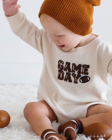 Sweet Wink Game Day Patch Long Sleeve Romper - Giggles & Glitter
