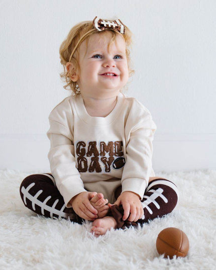 Sweet Wink Game Day Patch Long Sleeve Romper - Giggles & Glitter