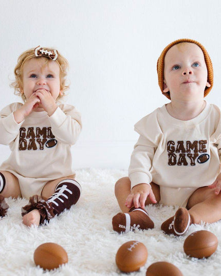 Sweet Wink Game Day Patch Long Sleeve Romper - Giggles & Glitter