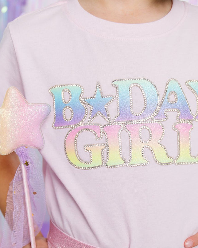 Rainbow Pastel Birthday Girl Patch T-Shirt - Pink - Giggles & Glitter
