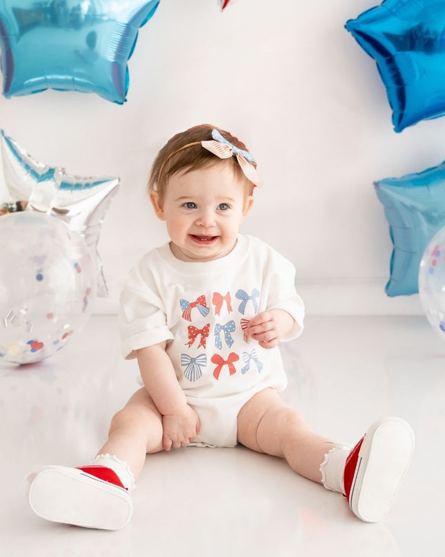 Patriotic Cutie Short Sleeve White Romper - Giggles & Glitter