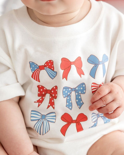 Patriotic Cutie Short Sleeve White Romper - Giggles & Glitter