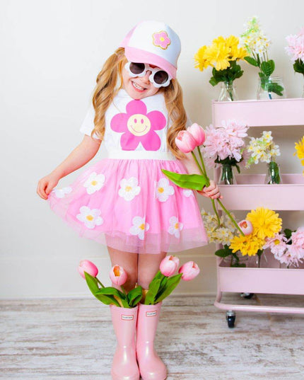 Sweet Wink Daisy Patch Trucker Hat - Pink/White - Giggles & Glitter