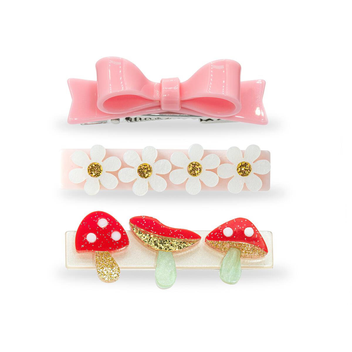 Lilies & Roses NY Mushroom, Flower and Bow Hair Clips (Set of 3)