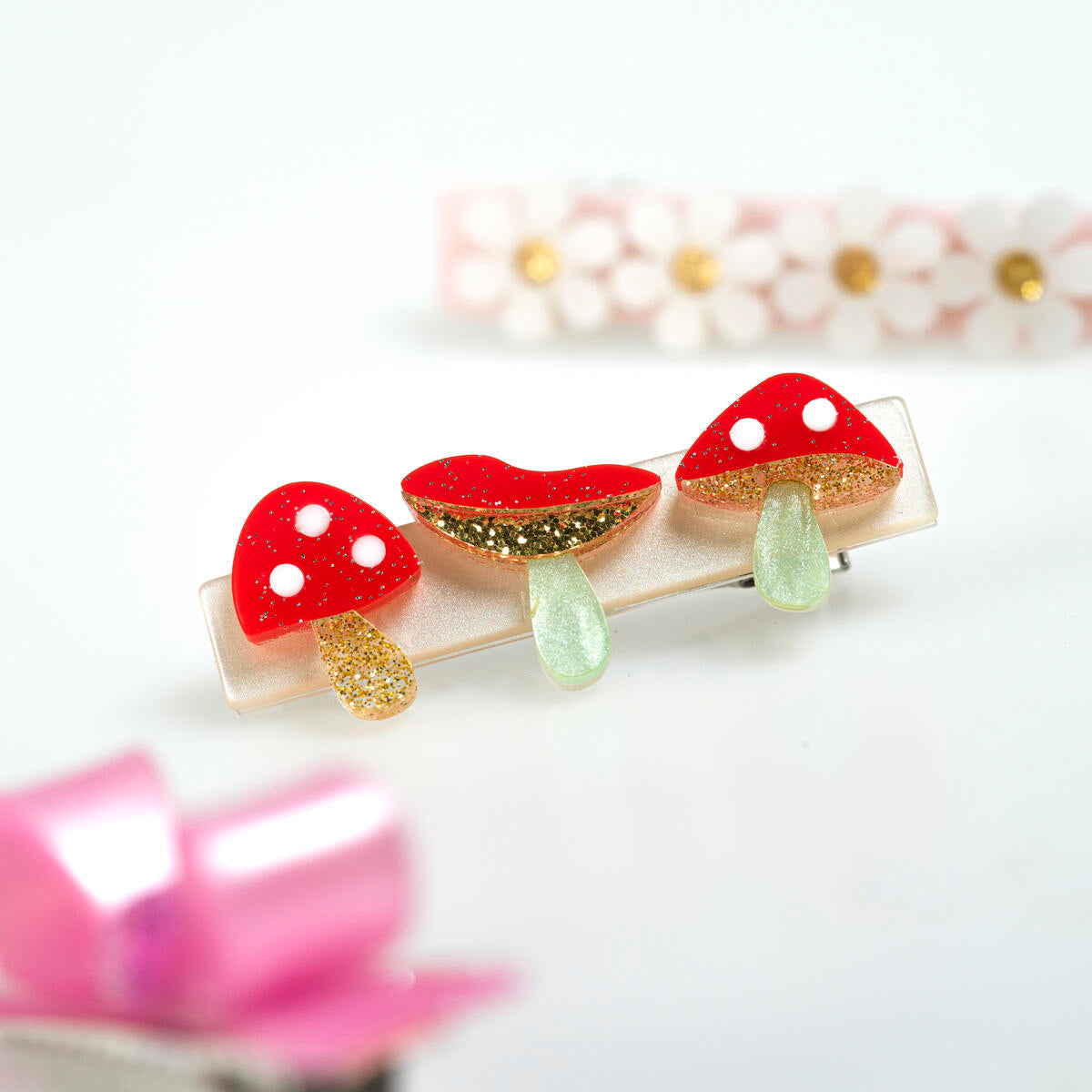 Lilies & Roses NY Mushroom, Flower and Bow Hair Clips (Set of 3)