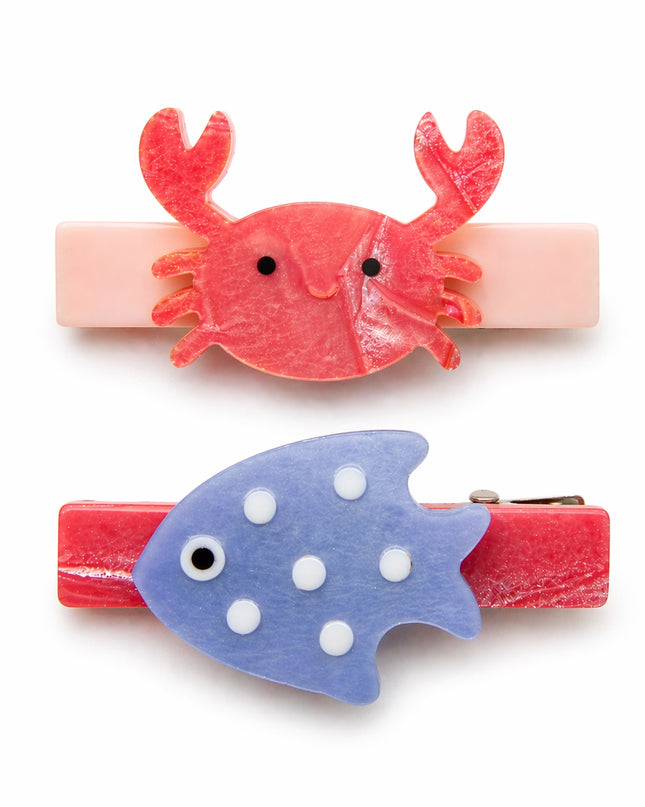 Red Crab and Blue Fish Hair Clips
