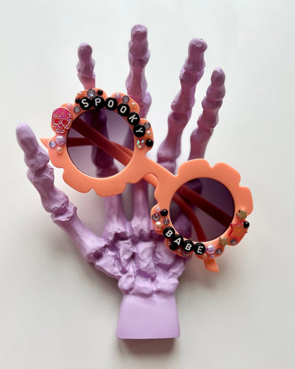 Orange Spooky Babe Flower Halloween Sunglasses