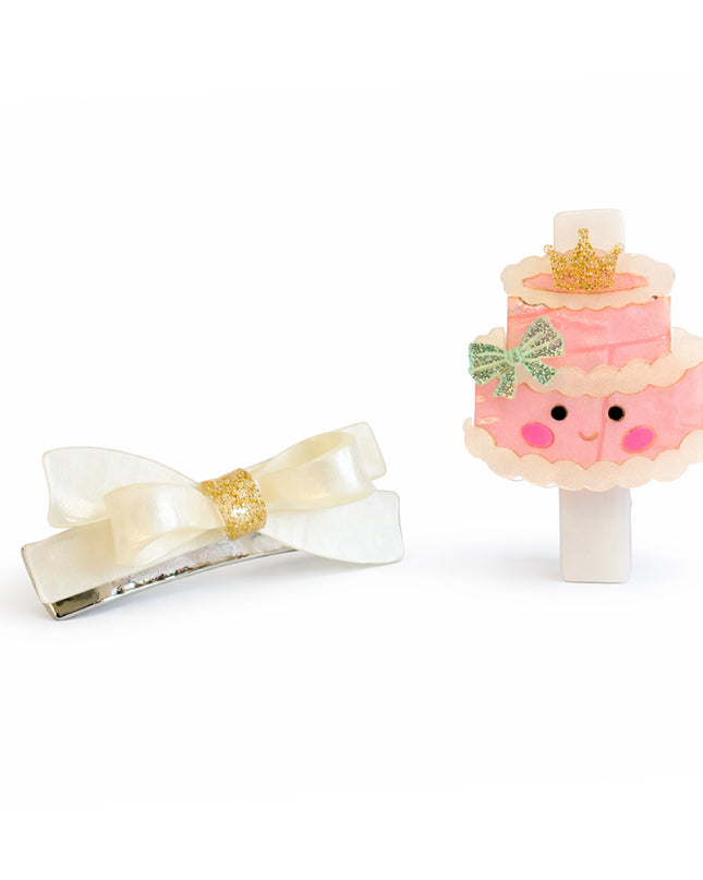 Bow and cake hair clips