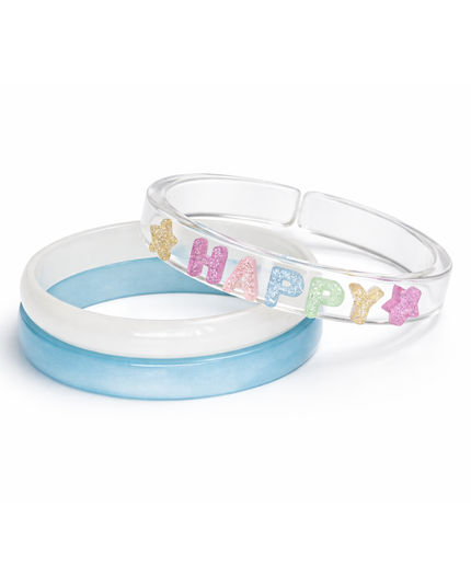 Kids bracelets that say happy with stars
