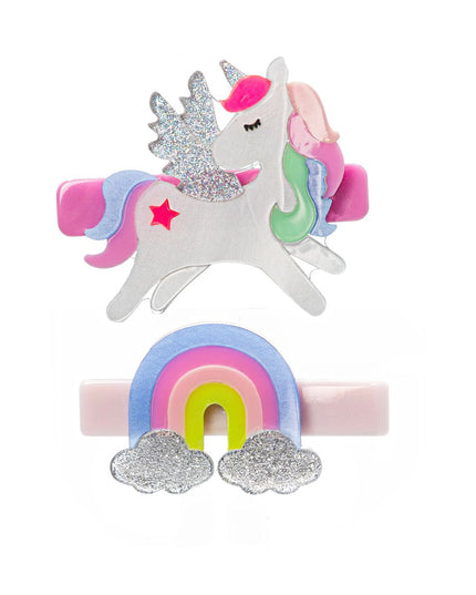 Unicorn and Rainbow Hair Clip Set