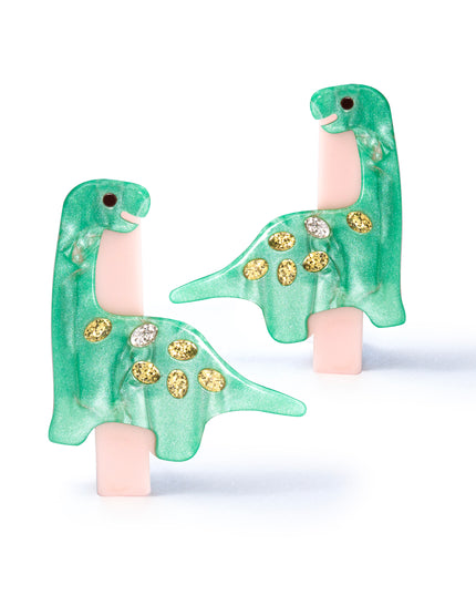  Pearlized Green Dinosaur Hair Clips