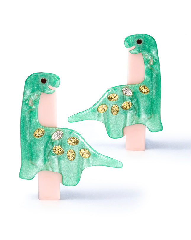  Pearlized Green Dinosaur Hair Clips