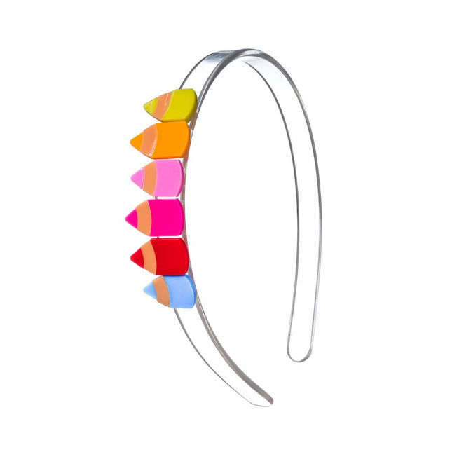 Clear Acrylic Headband with rainbow color pencils on top
