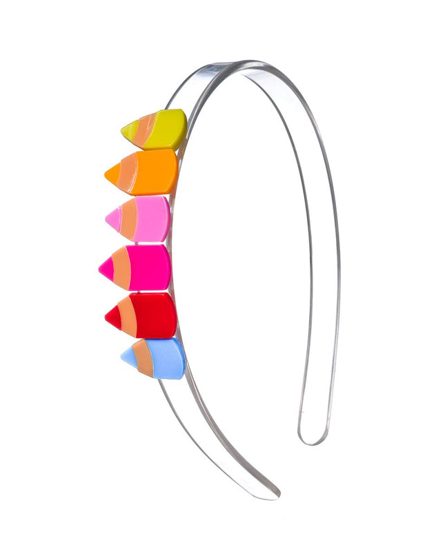 Clear Acrylic Headband with rainbow color pencils on top