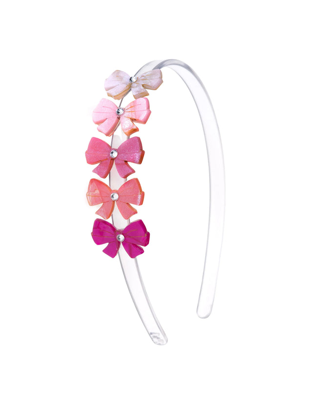 Headband with pink ombre shimmer bows