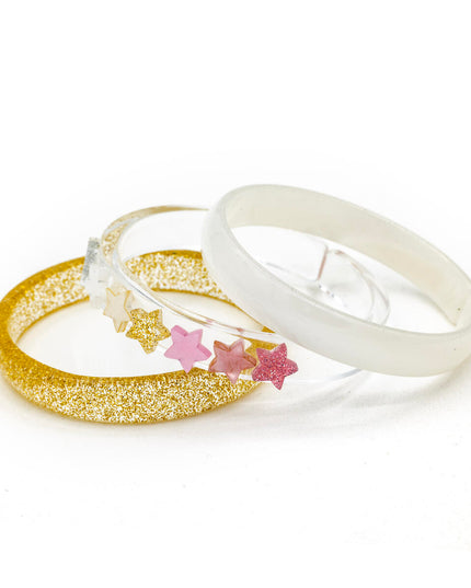 Pearlized Pink and Gold Star Bangles (Set of 3)