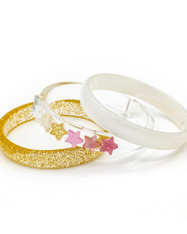 Pearlized Pink and Gold Star Bangles (Set of 3)