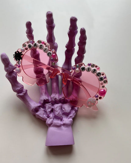 Pink Basic Witch Flower Halloween Sunglasses