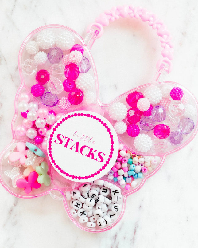 Pink Butterfly Shaped Bead Kit with colorful beads