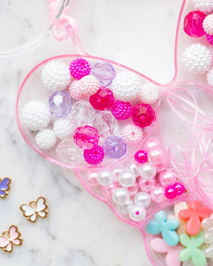 Pink Butterfly Shaped Bead Kit with colorful beads