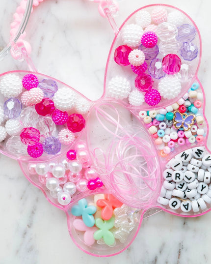 Pink Butterfly Shaped Bead Kit with colorful beads