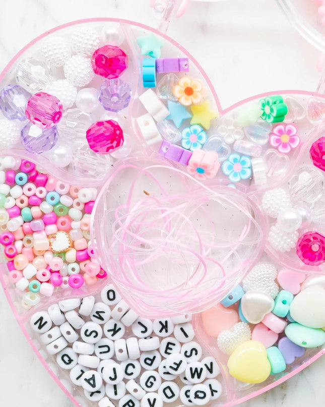 The Pretty in Pink Heart Jewelry Making Bead Kit - Giggles & Glitter