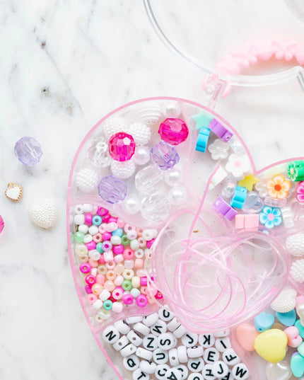 The Pretty in Pink Heart Jewelry Making Bead Kit - Giggles & Glitter