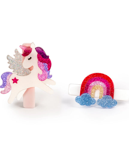 Pink and Purple Unicorn Rainbow Hair Clips (Set or 2)